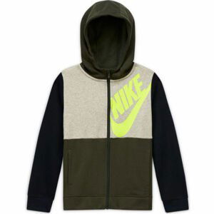 Nike NSW HOODIE FZ KIDS PACK B Chlapecká mikina, Khaki,Černá,Světle zelená, velikost