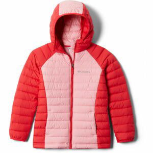 Columbia POWDER LITE GIRLS HOODED JACKET Dětská bunda, lososová, velikost S