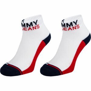 Tommy Hilfiger UNISEX TOMMY JEANS QUARTER 2P Unisexové ponožky, Bílá,Tmavě modrá,Červená, velikost