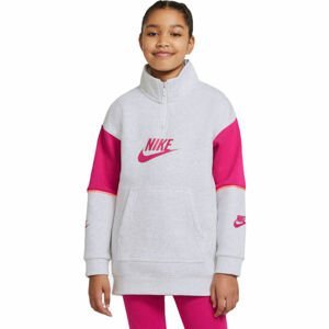 Nike NSW FLC CB HZ PO G Dívčí mikina, Bílá,Růžová, velikost