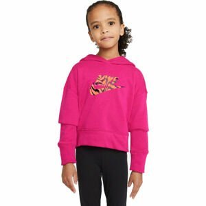 Nike NSW CROP HOODIE FILL Dívčí mikina, Růžová,Oranžová, velikost