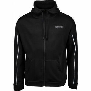 Reebok TRAINING ESSENTIALS PIPING FZ HOODIE Pánská tréninková mikina, Černá,Bílá, velikost S