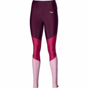 Mizuno CORE LONG TIGHT Dámské běžecké elastické kalhoty, vínová, velikost L
