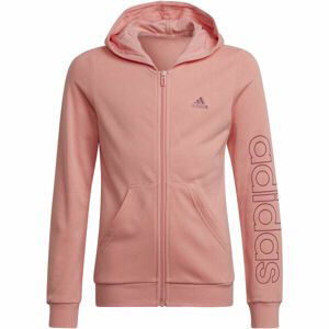 adidas LINEAR FULL-ZIP HOODIE Dívčí mikina, růžová, velikost