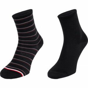 Tommy Hilfiger WOMEN SHORT SOCK 2P PREPPY Dámské ponožky, černá, veľkosť 39-42
