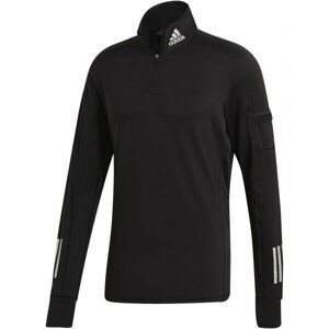 adidas WARM 1/2 ZIP Pánská běžecká mikina, Černá,Stříbrná, velikost S