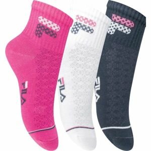 Fila JUNIOR GIRL 3P Dívčí kotníkové ponožky, Růžová,Bílá,Tmavě modrá, velikost