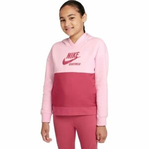 Nike NSW HERITAGE FT HOODIE G Dívčí mikina, růžová, velikost S