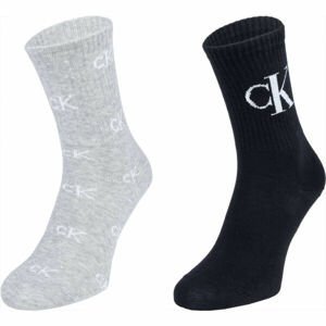 Calvin Klein 2PK ALLOVER MONOGRAM CASUAL CREW EDEN Dámské ponožky, černá, velikost UNI
