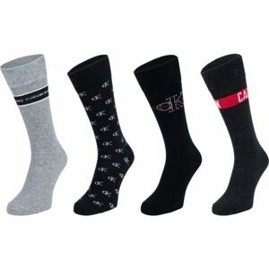 Calvin Klein CREW 4P JEANS LOGO GIFTBOX WADE Sada panských ponožek, černá, veľkosť UNI