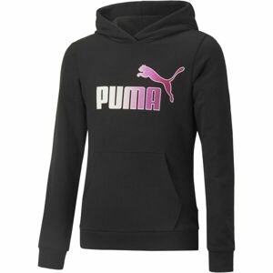Puma ESS+BLEACH LOGO HOODIE TR G Dívčí mikina, Černá,Bílá,Fialová, velikost 116