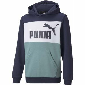 Puma ESSENTIALS+COLORBLOCK HOODIE Chlapecká mikina, tmavě modrá, veľkosť 152