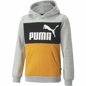 Puma ESS+COLORBLOCK HOODIE FL B Dětská mikina, šedá, velikost 152