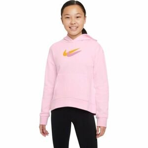 Nike NSW FLC HOODIE SSNL PRNT Dívčí mikina, růžová, velikost L